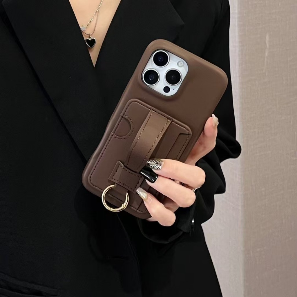 Hộp đựng thẻ di động / da / tương thích cho ốp lưng iphone 11 12 13 14 15 16 pro max