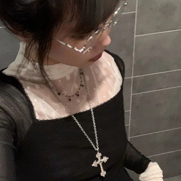 Vòng cổ chữ thập mặt dây chuyền bạc châu Âu Mỹ