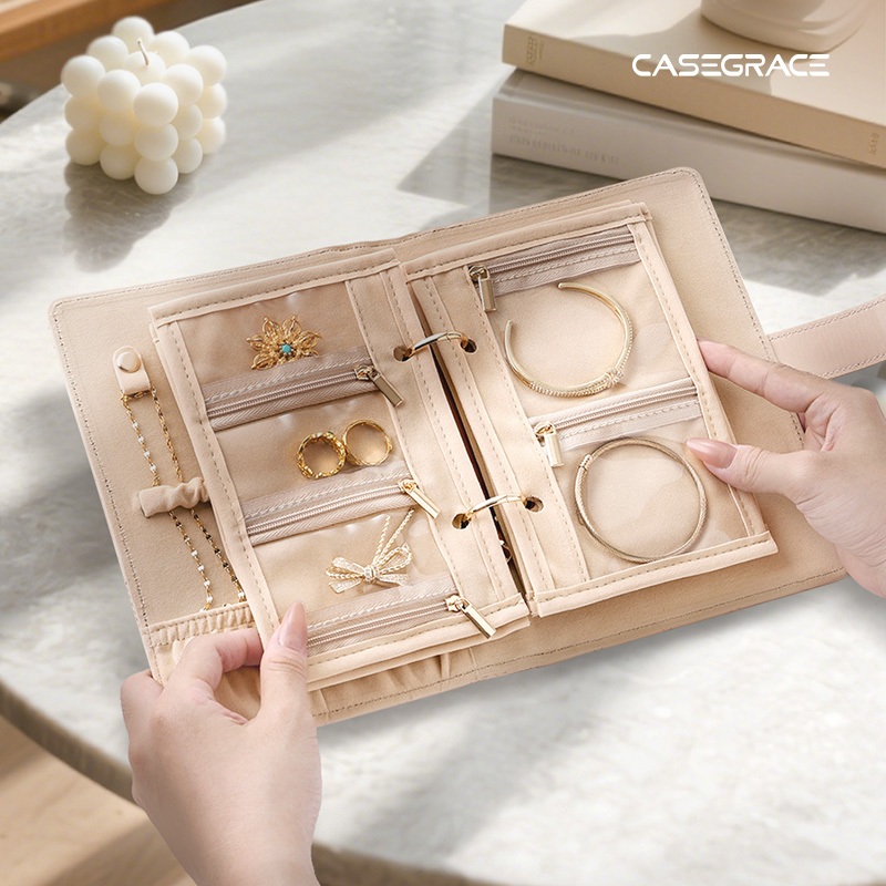 Túi đựng đồ trang sức du lịch Hộp đựng đồ trang sức Hộp đựng sách Chất kết dính có dây kéo trong suốt Túi đựng đồ trang sức nhung Túi đựng đồ cần thiết cho nhẫn Vòng cổ Bông tai