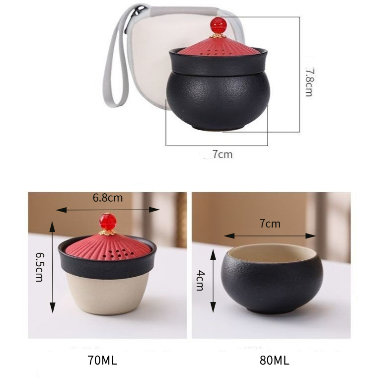 Bộ trà du lịch bằng gốm di động Vỏ bát Cốc nhanh Một nồi Một cốc có túi Bộ trà đơn Bộ trà giải trí văn phòng