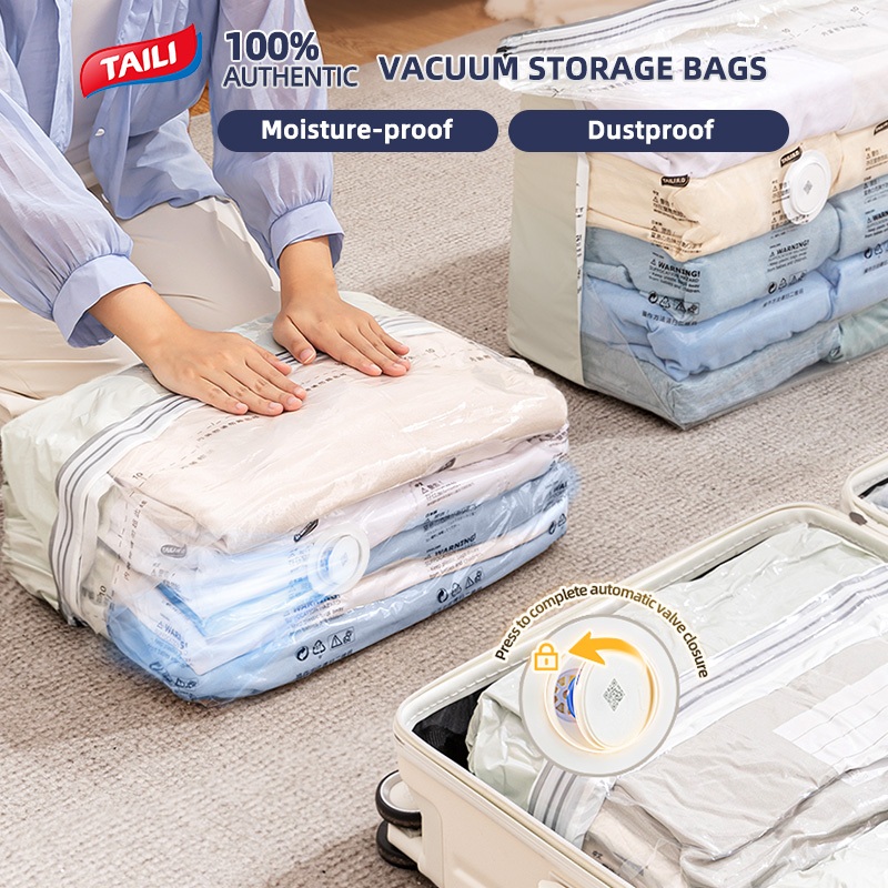 Taili Không Hút Hút Hút Túi Bảo Quản 3D Tiết Kiệm Không Gian Cực Lớn Chân Không Túi Nén Cho Quần Áo Chăn Chăn Áo Gối