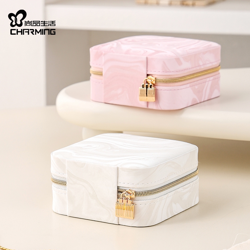 CASEGRACE Hộp đựng trang sức du lịch mini da PU, đựng bông tai, vòng cổ, vòng tay cho bé gái