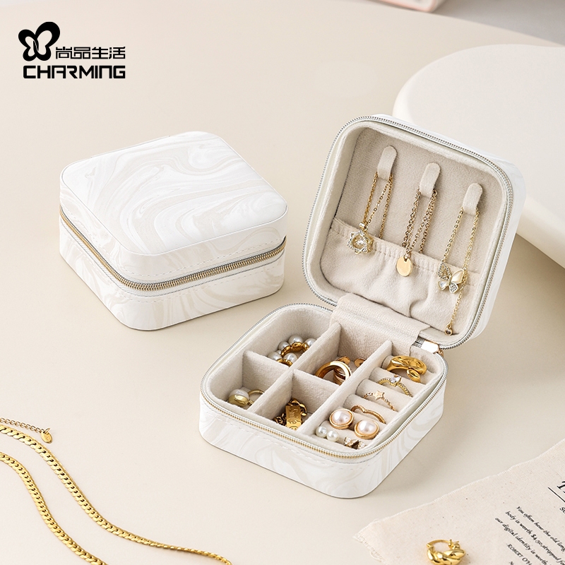 CASEGRACE Hộp đựng trang sức du lịch mini da PU, đựng bông tai, vòng cổ, vòng tay cho bé gái