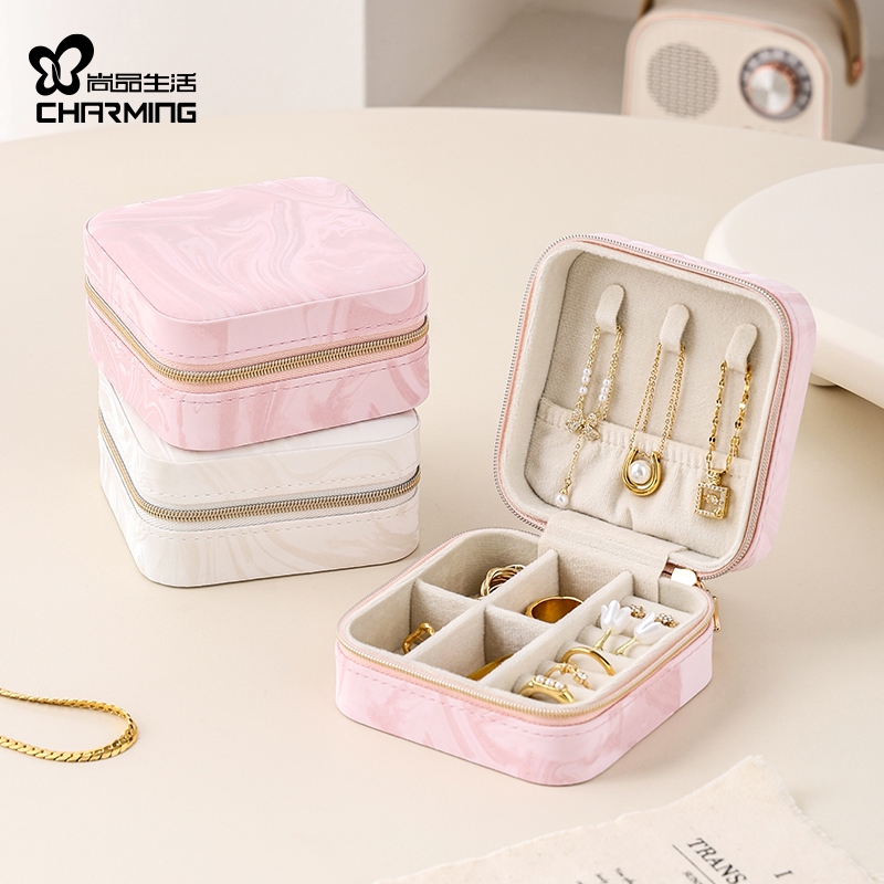 CASEGRACE Hộp đựng trang sức du lịch mini da PU, đựng bông tai, vòng cổ, vòng tay cho bé gái