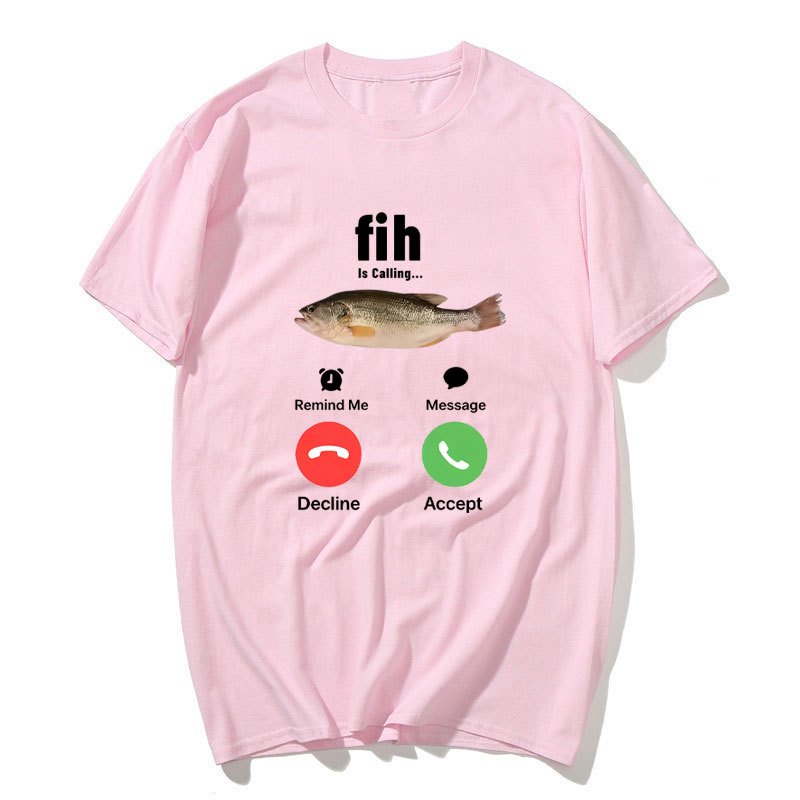 Ngộ nghĩnh Fih Đang Gọi Meme Áo Thun Hài Hước Thời Trang Nam Nữ Chất Lượng Cao Áo Sơ Mi Cotton Quá Khổ Tay Ngắn Dạo Phố