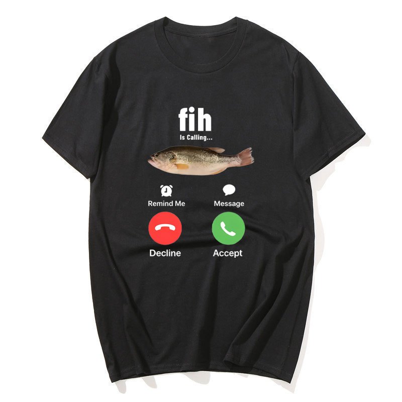 Ngộ nghĩnh Fih Đang Gọi Meme Áo Thun Hài Hước Thời Trang Nam Nữ Chất Lượng Cao Áo Sơ Mi Cotton Quá Khổ Tay Ngắn Dạo Phố