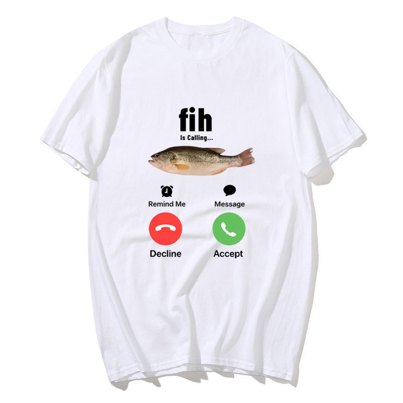Ngộ nghĩnh Fih Đang Gọi Meme Áo Thun Hài Hước Thời Trang Nam Nữ Chất Lượng Cao Áo Sơ Mi Cotton Quá Khổ Tay Ngắn Dạo Phố