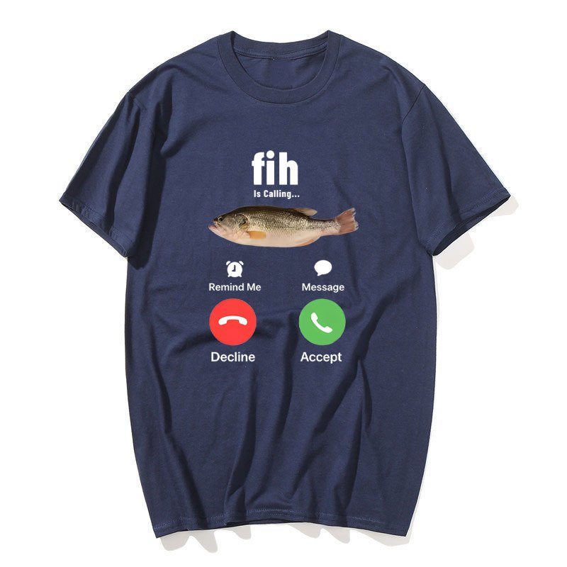 Ngộ nghĩnh Fih Đang Gọi Meme Áo Thun Hài Hước Thời Trang Nam Nữ Chất Lượng Cao Áo Sơ Mi Cotton Quá Khổ Tay Ngắn Dạo Phố