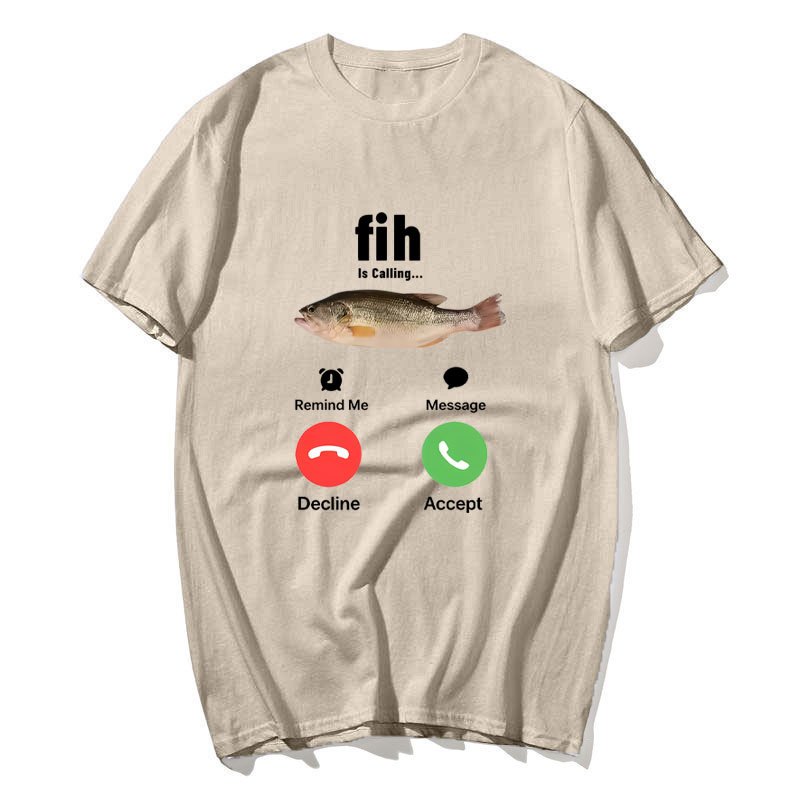 Ngộ nghĩnh Fih Đang Gọi Meme Áo Thun Hài Hước Thời Trang Nam Nữ Chất Lượng Cao Áo Sơ Mi Cotton Quá Khổ Tay Ngắn Dạo Phố