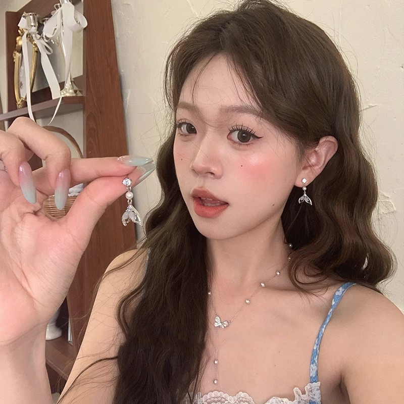 Đôi bông tai nàng tiên cá phong cách Hàn Quốc, thiết kế độc đáo - Quà tặng sinh nhật lý tưởng