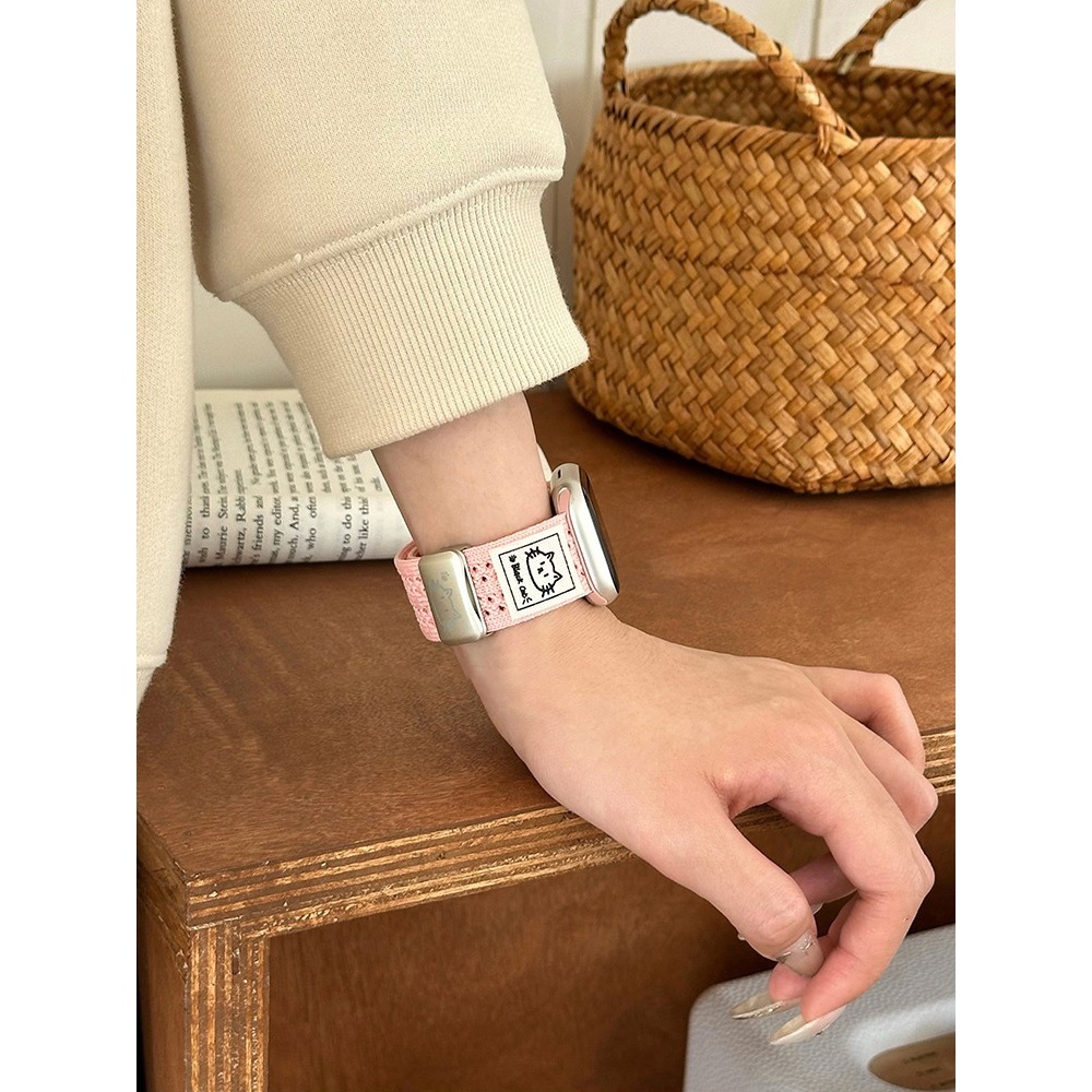 Nữ Lỗ Thông Gió Mèo Nylon Dây Đeo Mùa Hè Thích Hợp Cho Apple Watch S11 SE3 Ultra3 S10 S9 S8 SE S7 S6 Ultra 49mm 46mm 40mm 44mm 41mm 45mm Dây Đeo Tay