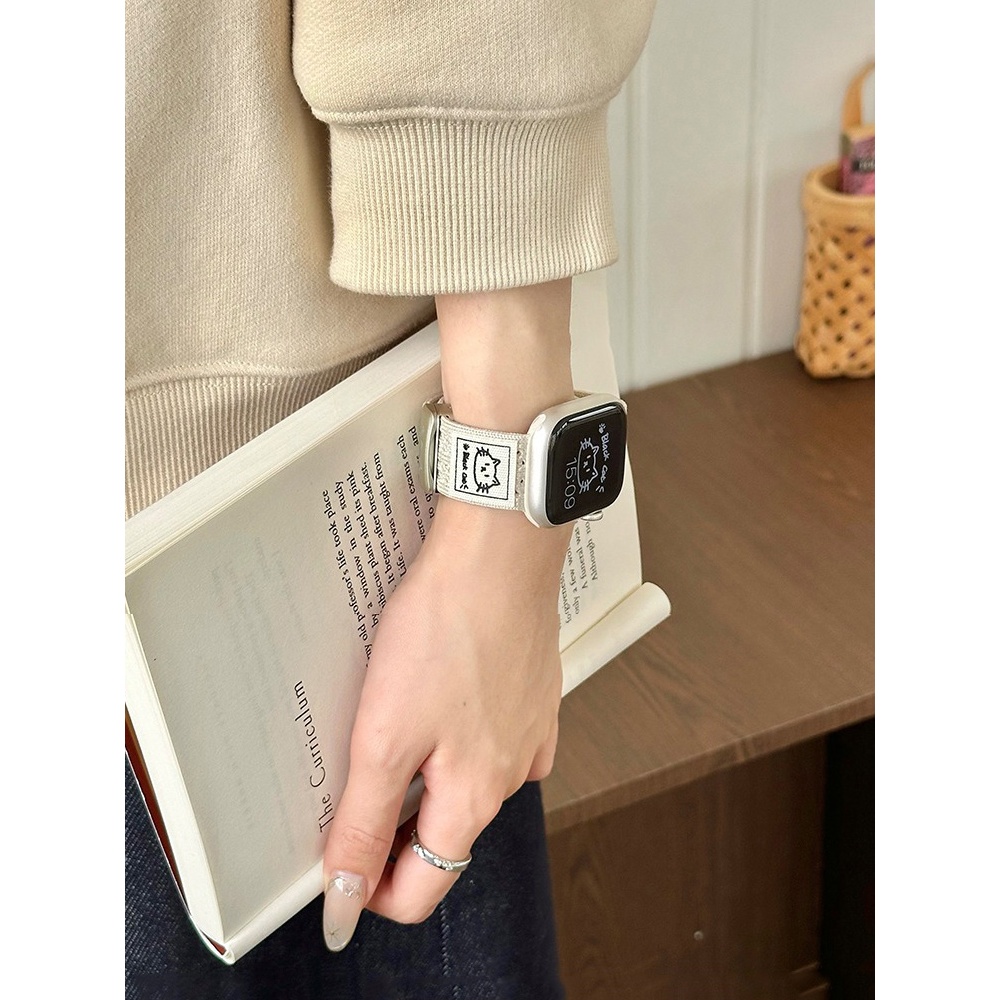 Nữ Lỗ Thông Gió Mèo Nylon Dây Đeo Mùa Hè Thích Hợp Cho Apple Watch S11 SE3 Ultra3 S10 S9 S8 SE S7 S6 Ultra 49mm 46mm 40mm 44mm 41mm 45mm Dây Đeo Tay