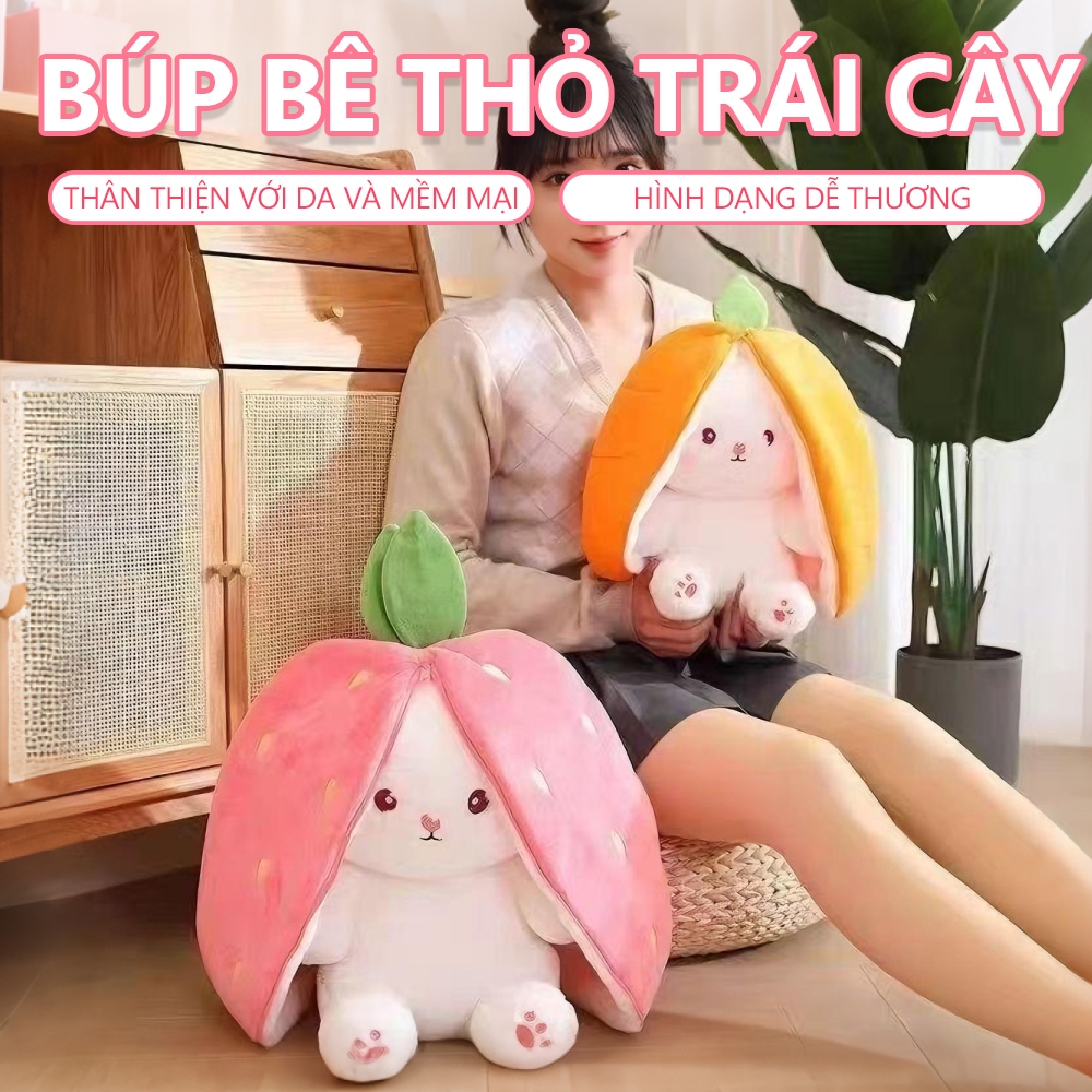 Strawberry Bunny Plush Doll Cute Carrot Rabbit Fruit Toy Soft Birthday Gift for Kids