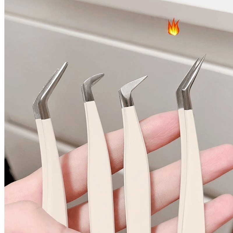Kuzhen Nhíp Gắn Mi Giả Bằng Thép Không Gỉ Chống Tĩnh Điện Độ Chính Xác Cao Kèm Đầu Sợi Trang Điểm