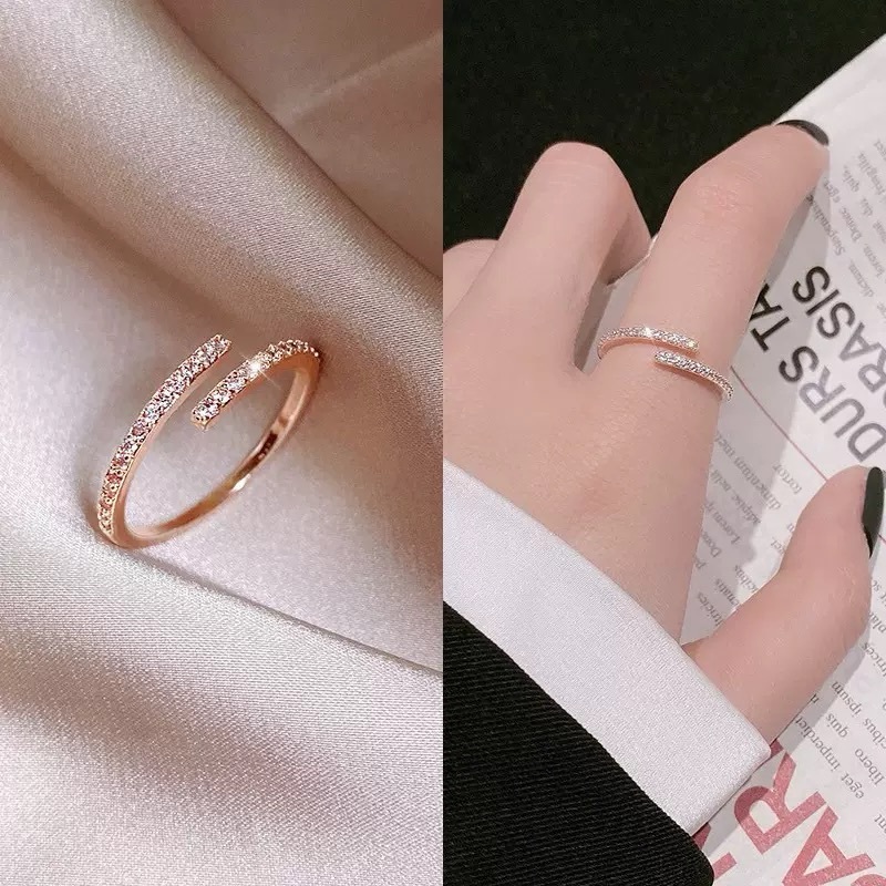 Nhẫn kim cương thời trang nữ Retro Nhẫn mở độc đáo Đơn giản