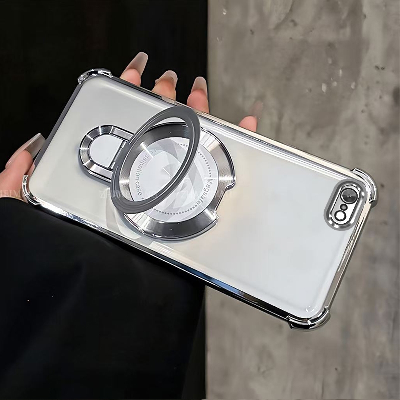 Ốp Lưng Cho iPhone 7 iPhone 8 iPhone 6 iPhone 6s Vỏ Điện Thoại Chống Sốc Trong Suốt Mạ Điện Thẩm Mỹ Làm Đẹp Thiết Kế Mới Giá Đỡ Điện Thoại Có Chức Năng Từ Tính