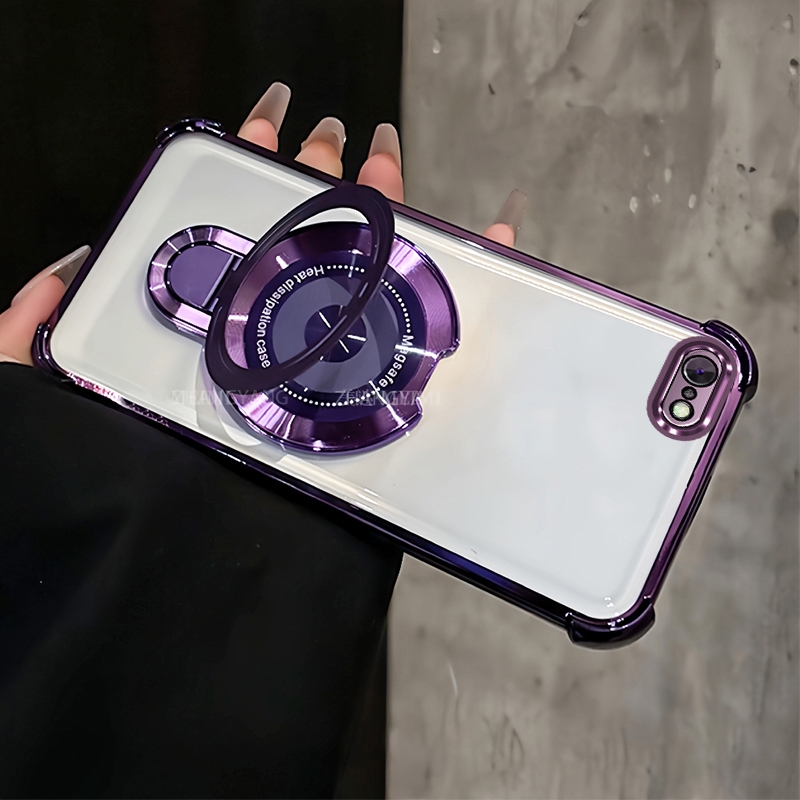 Ốp Lưng Cho iPhone 7 iPhone 8 iPhone 6 iPhone 6s Vỏ Điện Thoại Chống Sốc Trong Suốt Mạ Điện Thẩm Mỹ Làm Đẹp Thiết Kế Mới Giá Đỡ Điện Thoại Có Chức Năng Từ Tính