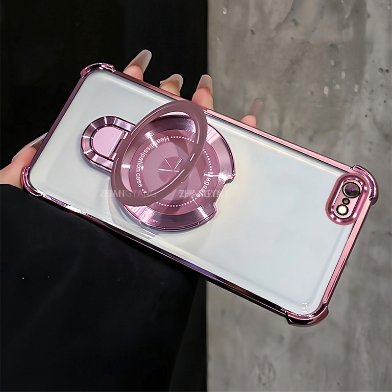 Ốp Lưng Cho iPhone 7 iPhone 8 iPhone 6 iPhone 6s Vỏ Điện Thoại Chống Sốc Trong Suốt Mạ Điện Thẩm Mỹ Làm Đẹp Thiết Kế Mới Giá Đỡ Điện Thoại Có Chức Năng Từ Tính