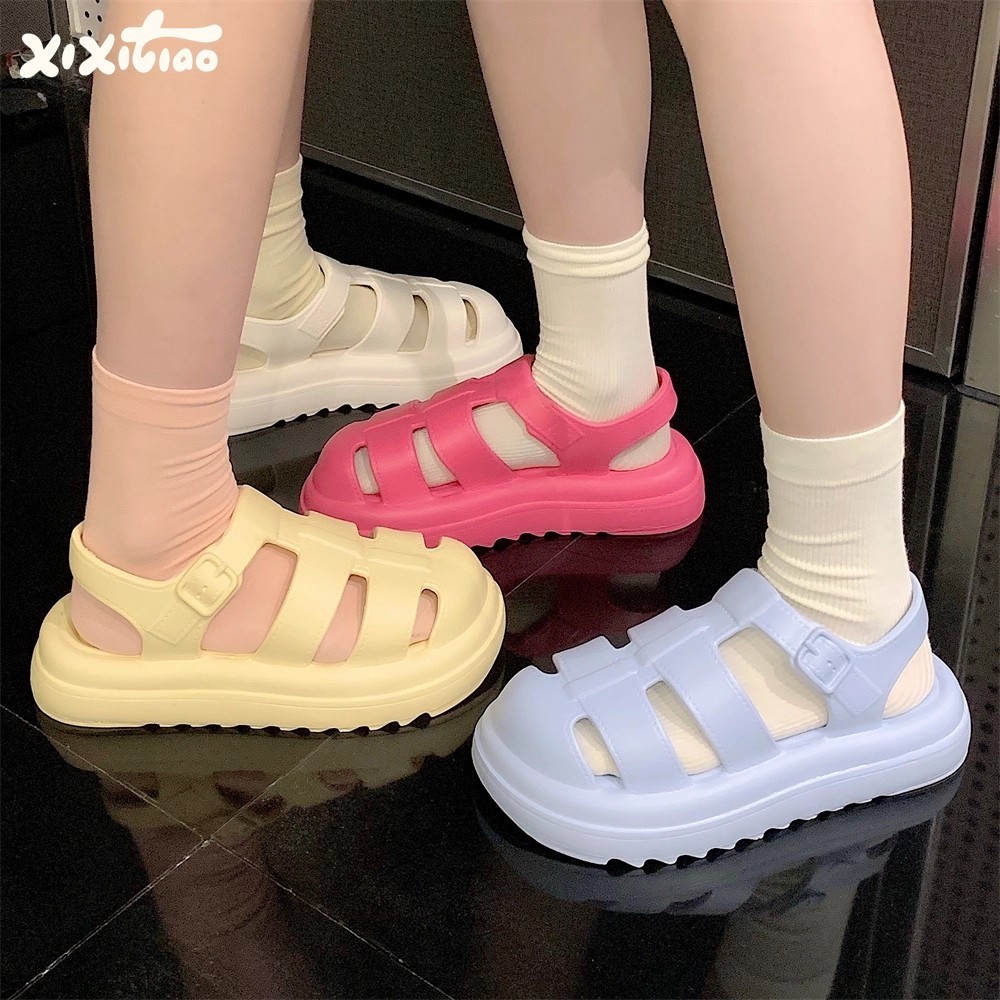 Xixitiao Dép Thời Trang Phù Hợp Với Tất Cả Trận Đấu Chống Trơn Trượt Đế Dày Mùa Hè La Mã Nữ