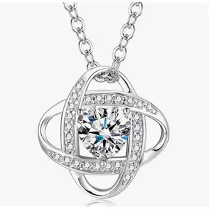 FanciMe REAL Sterling Silver 1 Carat 6.5mm EF Color VVS tổng hợp Moissanite, Dây chuyền 16 + 2 Inch