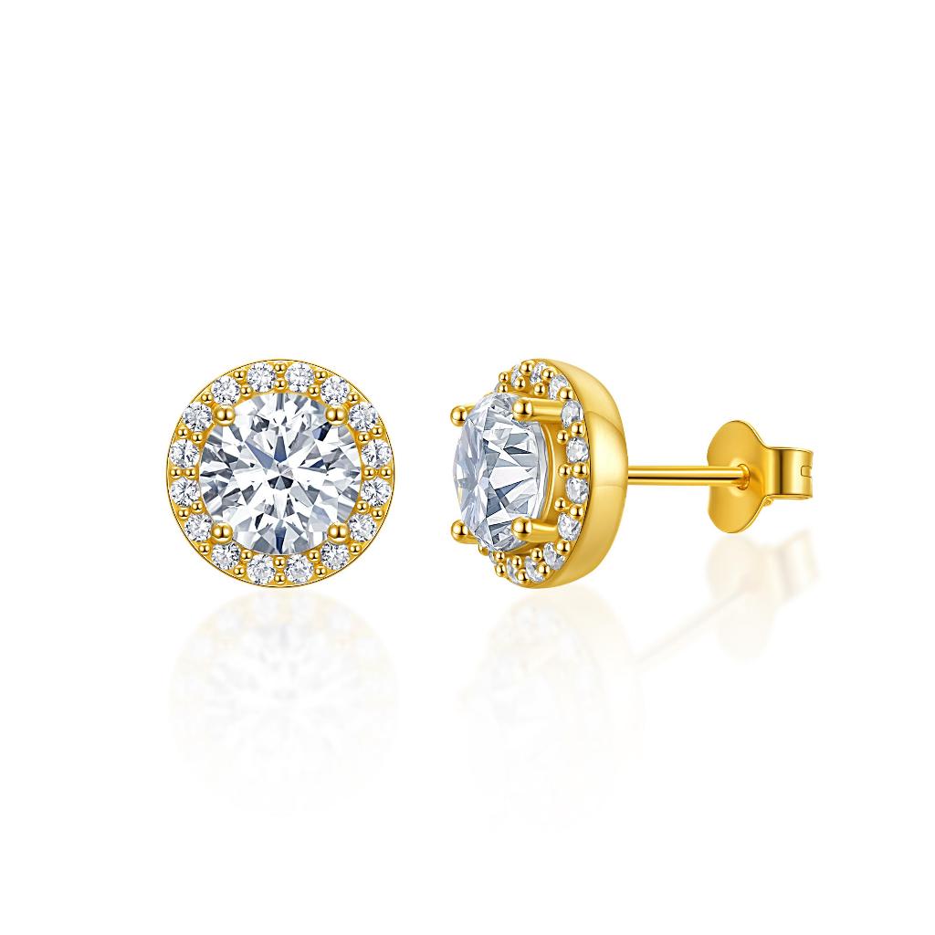 Bông tai Unisex FANCIME S925 Halo Bông tai đính đá Zircon tổng hợp