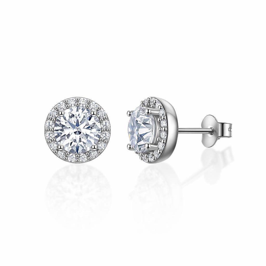 Bông tai Unisex FANCIME S925 Halo Bông tai đính đá Zircon tổng hợp