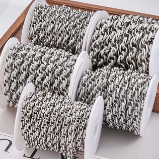 Đôi vòng tay và dây chuyền thép không gỉ dệt lưới hình bầu dục, bền màu, phù hợp cho DIY