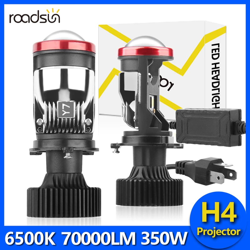 Roadsun 2 Chiếc H4 LED Bóng Đèn Pha Ô Tô Ống Kính Máy Chiếu 9003 HB2 350W 70000LM 6500K Siêu Sáng Hi-Lo Beam Đèn Pha Turbo Sương Mù 12V 24V CSP Chip Có Quạt Canbus Không Lỗi Chống Thấm Nước — ảnh 1