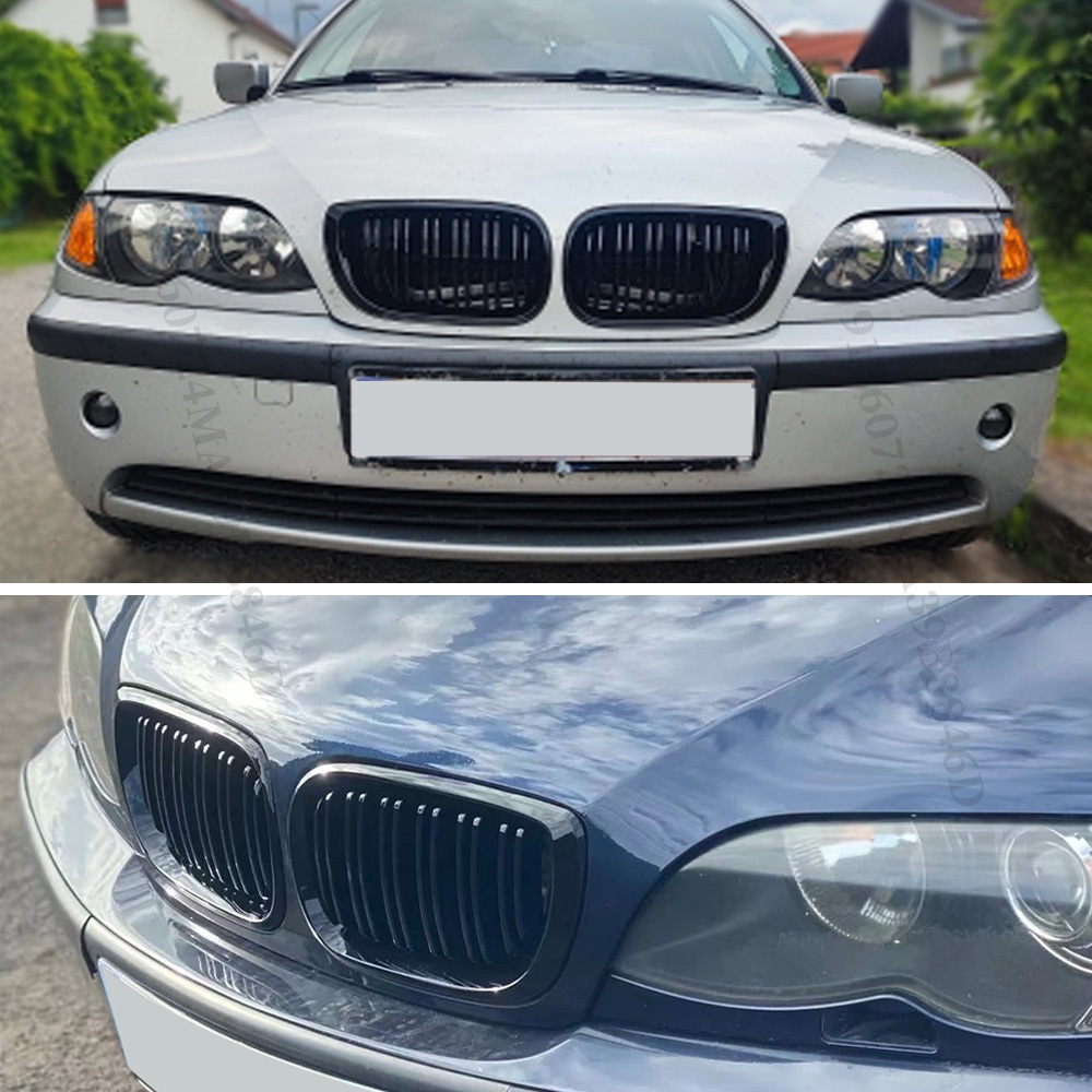Lưới Tản Nhiệt Thận Đôi Cho Xe BMW 3 Series E46 4 Cửa Hoặc 2 Cửa 2002 2003 2004 2005 2006 3 Màu M Tạo Kiểu Lưu Diễn Cản Trước Hood Nướng Tản Nhiệt Lưới Điều Chỉnh Phụ Kiện