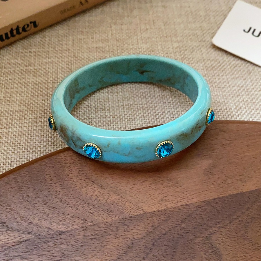 Vòng tay màu khảm kim cương Acrylic phong cách cổ điển châu Âu, sang trọng và đa dụng