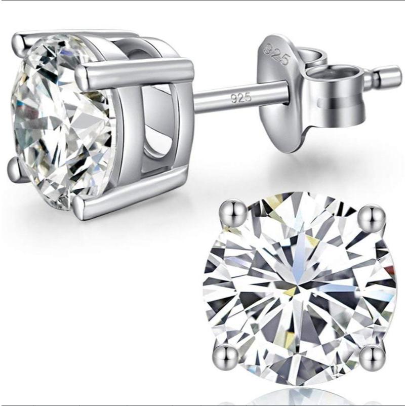 FanciMe Bạc 2 carat tổng hợp moissanite bông tai đinh tán Unisex Thời trang Pha lê Phong cách đơn giản Trang sức Hàng ngày Kỷ niệm đám cưới Sinh nhật