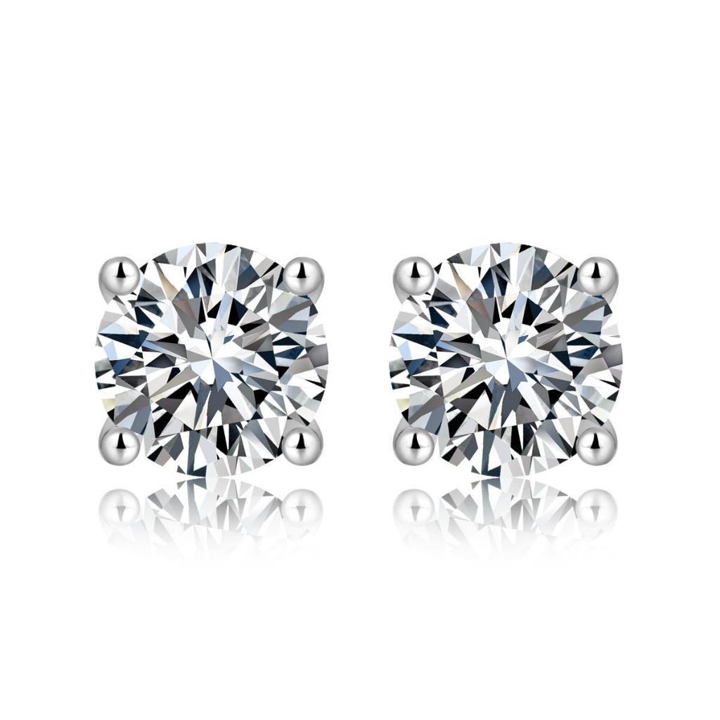 FanciMe Bạc 2 carat tổng hợp moissanite bông tai đinh tán Unisex Thời trang Pha lê Phong cách đơn giản Trang sức Hàng ngày Kỷ niệm đám cưới Sinh nhật