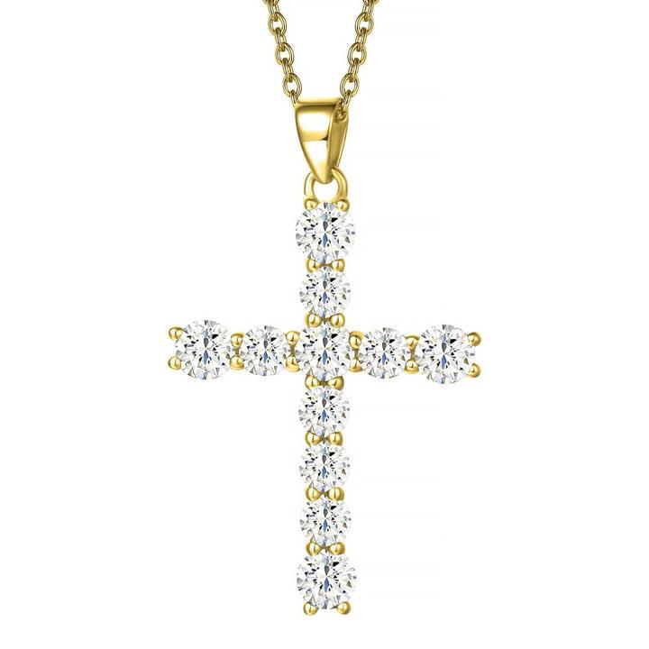 FanciMe Vòng Cổ Chữ Thập Cho Nữ Bạc Cubic Zirconia Mô Phỏng Kim Cương Mặt Dây Chuyền Trang Sức Quà Tặng, 18 "Dây Xích