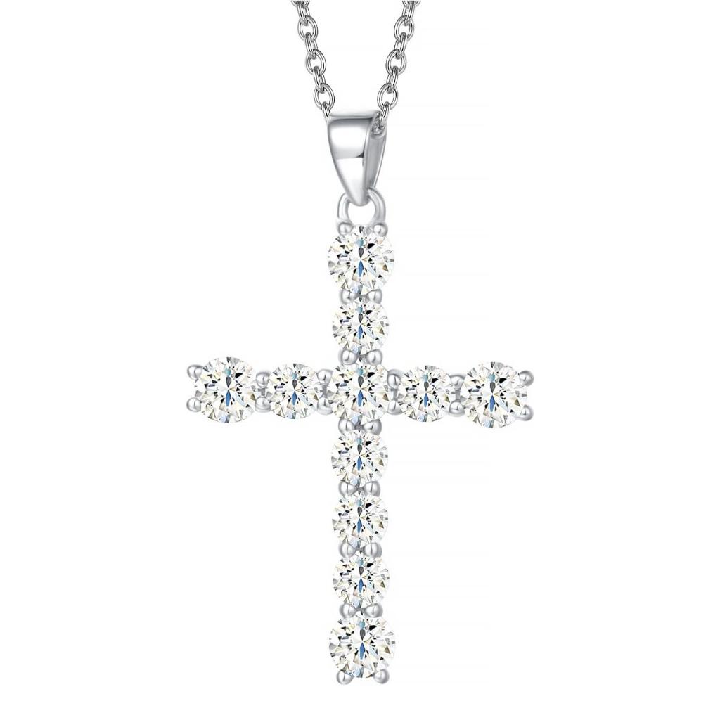 FanciMe Vòng Cổ Chữ Thập Cho Nữ Bạc Cubic Zirconia Mô Phỏng Kim Cương Mặt Dây Chuyền Trang Sức Quà Tặng, 18 "Dây Xích