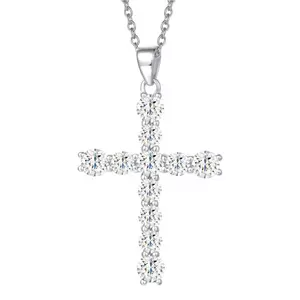FanciMe Vòng Cổ Chữ Thập Cho Nữ Bạc Cubic Zirconia Mô Phỏng Kim Cương Mặt Dây Chuyền Trang Sức Quà Tặng, 18 "Dây Xích