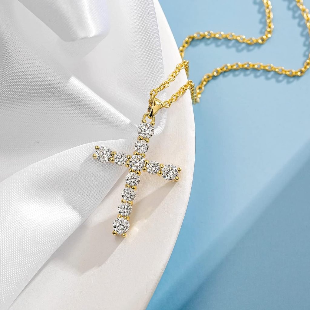 FanciMe Vòng Cổ Chữ Thập Cho Nữ Bạc Cubic Zirconia Mô Phỏng Kim Cương Mặt Dây Chuyền Trang Sức Quà Tặng, 18 "Dây Xích