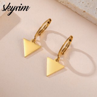 Mặt dây chuyền và bông tai hình tam giác Skyrim, thép không gỉ, trang sức thời trang