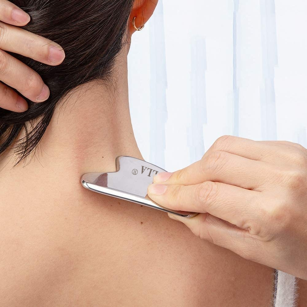 LUCKSTELLA Thép không gỉ Gua Sha Cạp Máy Mát Xa Cho Mặt Cổ Cơ Thể Guasha Massage Dụng Cụ Chăm Sóc Da Mặt Guasha Board Máy Mát Xa Mặt