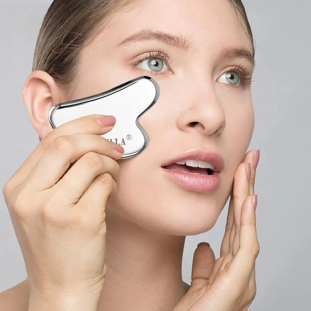 LUCKSTELLA Thép không gỉ Gua Sha Cạp Máy Mát Xa Cho Mặt Cổ Cơ Thể Guasha Massage Dụng Cụ Chăm Sóc Da Mặt Guasha Board Máy Mát Xa Mặt