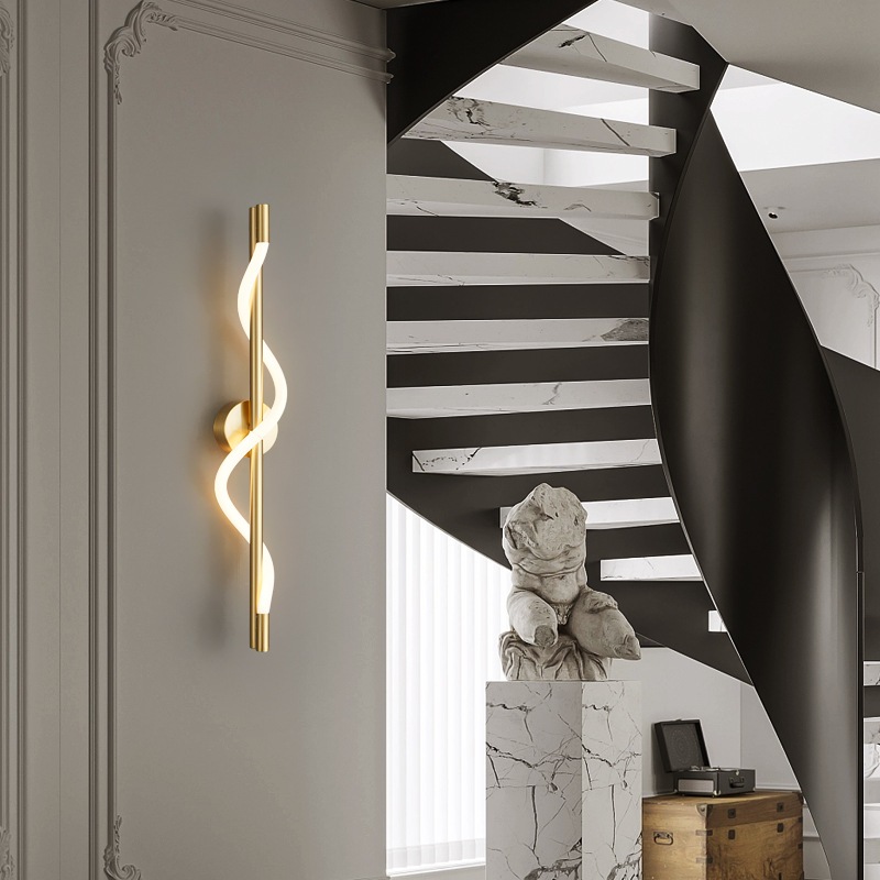 Đèn tường, Đèn hậu hiện đại Đèn Led xoắn ốc thẩm mỹ sang trọng Đèn tường tuyến tính, Phòng ngủ, Cầu thang, Đèn chiếu sáng trang trí tường nền