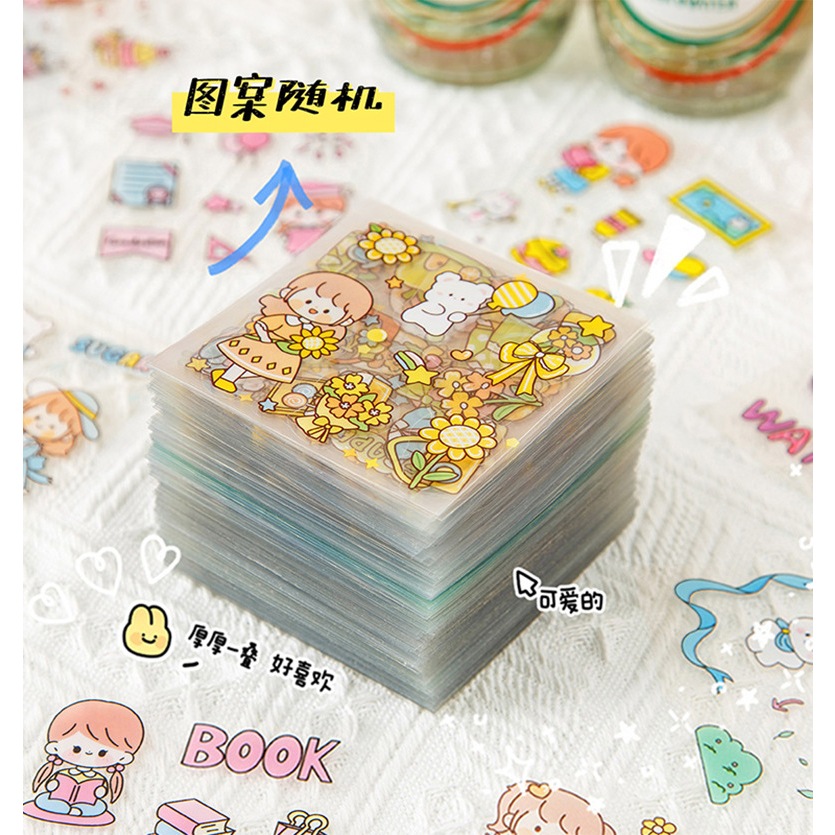 Miếng dán PET trong suốt chống thấm nước hoạt hình mini có thể dùng để trang trí các vật dụng nhỏ hàng ngày