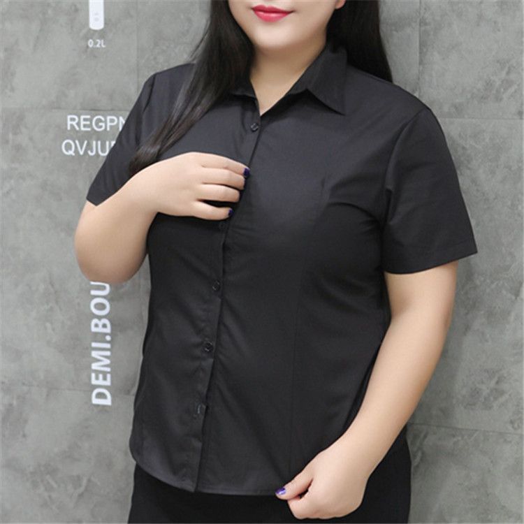 Của Tôi 4 Màu size m10XL 4 Màu Tay Ngắn Mới Trắng Đen Hồng Xanh Áo Sơ Mi Nữ Slim Chuyên Nghiệp Áo Sơ Mi
