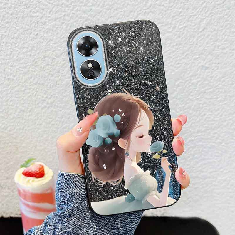 Ốp Điện Thoại YBD Cho OPPO A17K A17 Cô Gái Dễ Thương Trong Quần Áo Đỏ Cầm Hoa