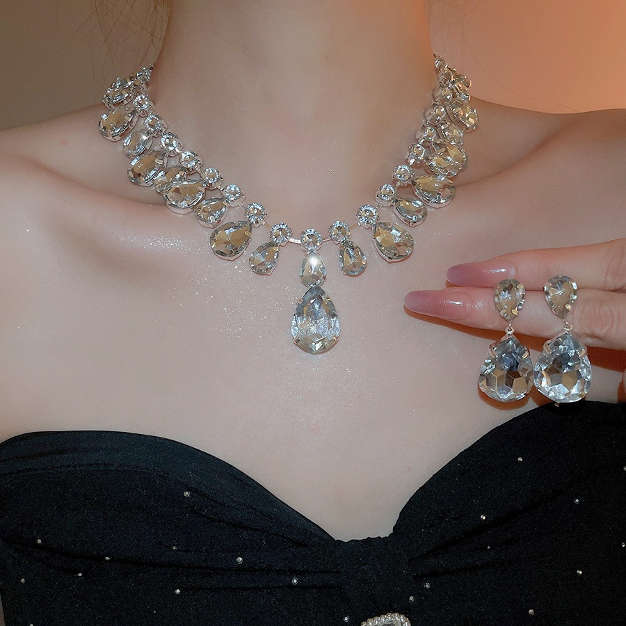 [Jewbeauty] Bộ bông tai và mặt dây chuyền đính kim cương - Thời trang và sang trọng