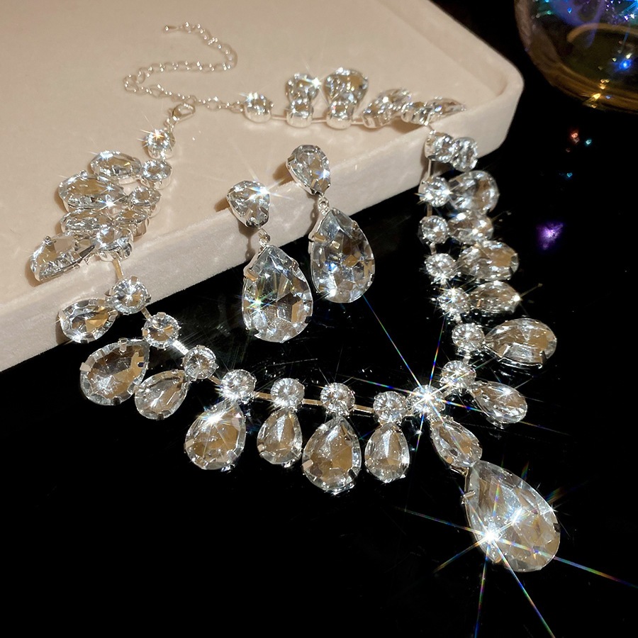[Jewbeauty] Bộ bông tai và mặt dây chuyền đính kim cương - Thời trang và sang trọng
