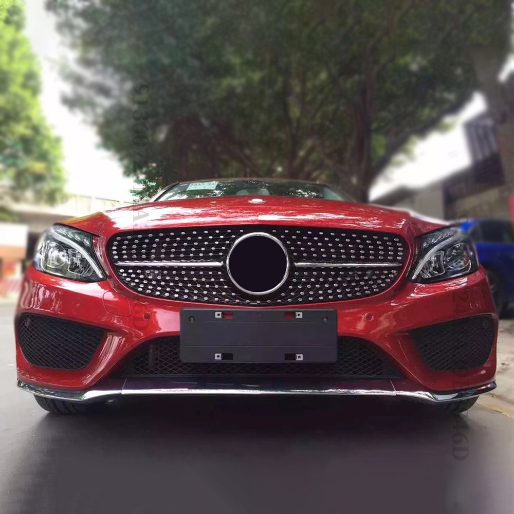 Lưới tản nhiệt đầu vào kim cương GT GTR Lưới tản nhiệt cản trước cho Mercedes W205 C205 S205 C43 AMG Benz C 2014 2015 2016 2017 2018 2019 2020 2022 C200 C260 C250 180 C300