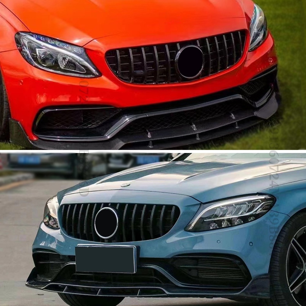 Lưới tản nhiệt đầu vào kim cương GT GTR Lưới tản nhiệt cản trước cho Mercedes W205 C205 S205 C43 AMG Benz C 2014 2015 2016 2017 2018 2019 2020 2022 C200 C260 C250 180 C300