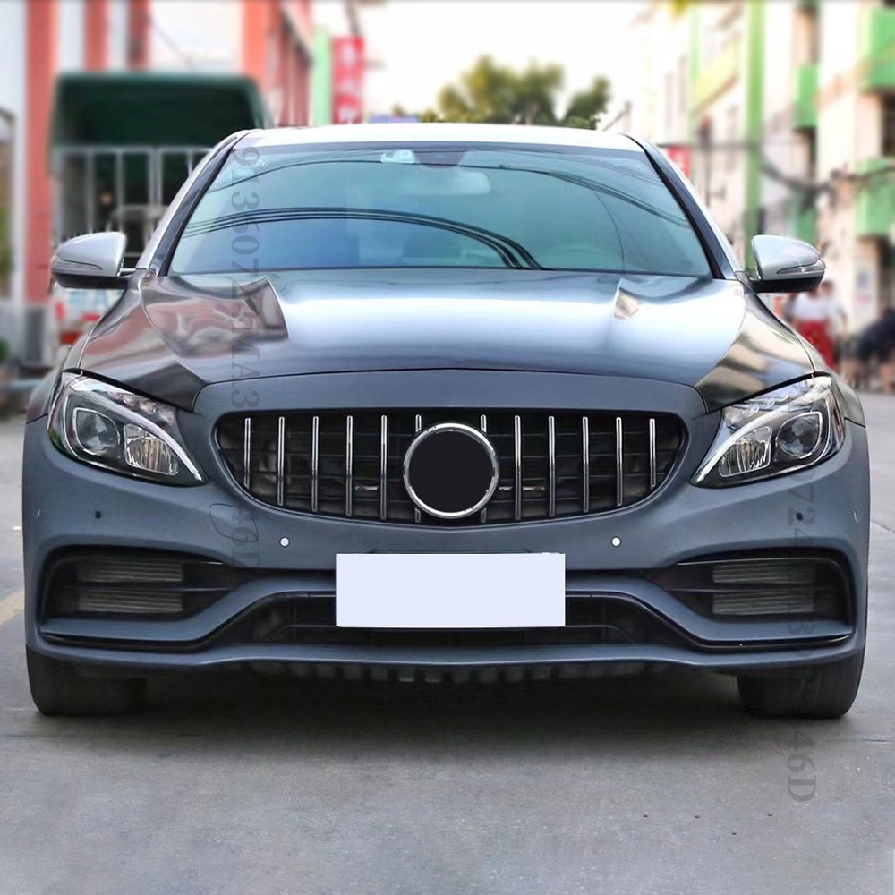 Lưới tản nhiệt đầu vào kim cương GT GTR Lưới tản nhiệt cản trước cho Mercedes W205 C205 S205 C43 AMG Benz C 2014 2015 2016 2017 2018 2019 2020 2022 C200 C260 C250 180 C300
