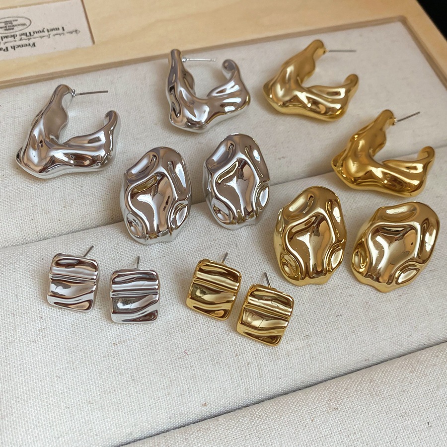 [Jewbeauty] Khuyên tai hình bầu dục acrylic xếp li, thời trang và cao cấp phong cách Âu Mỹ, bông tai sang trọng nhẹ nhàng