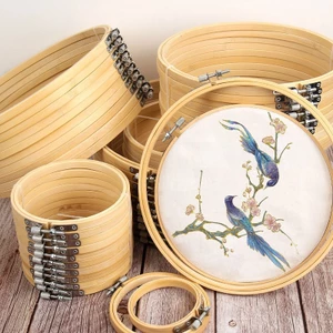 Cyinyp Tre Khung Thêu Nhẫn DIY Thêu Paing Cross Kit Tròn Khung Tre Dụng Cụ May Trang Trí Nhà Cửa Vinh Quang